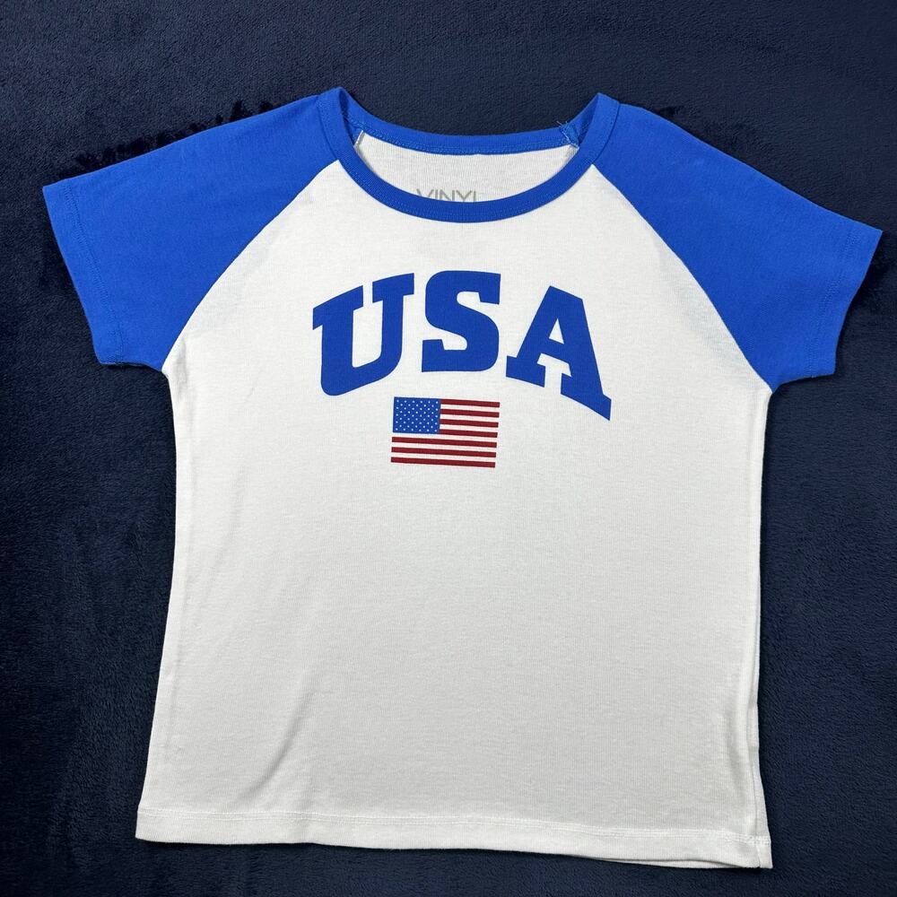 Vinyl Icons USA Raglan Baby Tee NEVER WORN Large